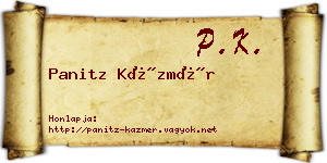 Panitz Kázmér névjegykártya